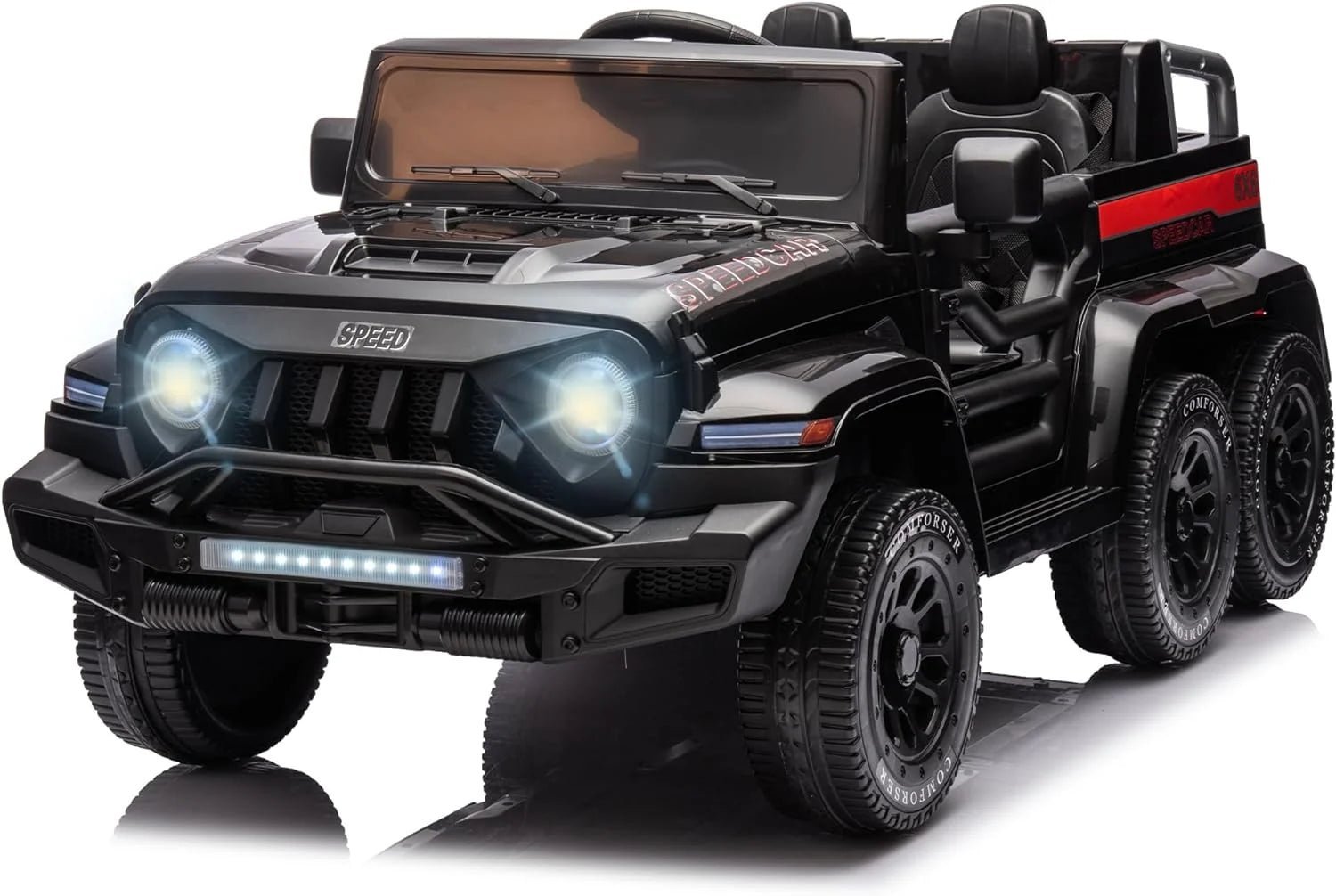 24v ride on car for kids with 6 wheel, 24v battery powered ride on 4wd electric vehicle with remote, parental rear seat, 5 point safety belt, storage space, carrying handle, music, led lights (black) 24v ride on car for kids with 6 wheel, 24v battery powered ride on 4wd electric vehicle with remote, parental rear seat, 5 point safety belt, storage space, carrying handle, music, led lights (black)