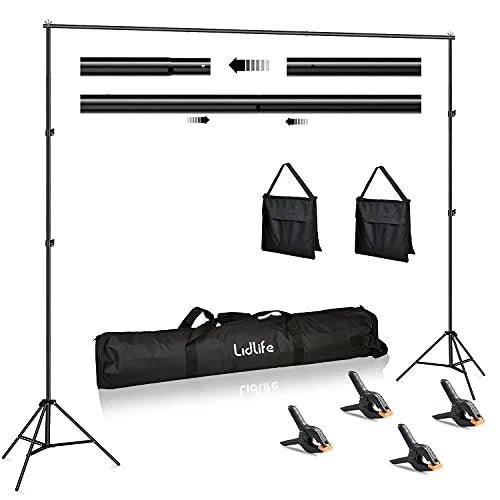 lidlife backdrop stand,6.5 x 10ft adjustable photography background support system kit,background stand with 4 spring clamps and sand bag,carry bag for photo video lidlife backdrop stand,6.5 x 10ft adjustable photography background support system kit,background stand with 4 spring clamps and sand bag,carry bag for photo video