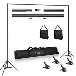 lidlife backdrop stand,6.5 x 10ft adjustable photography background support system kit,background stand with 4 spring clamps and sand bag,carry bag for photo video