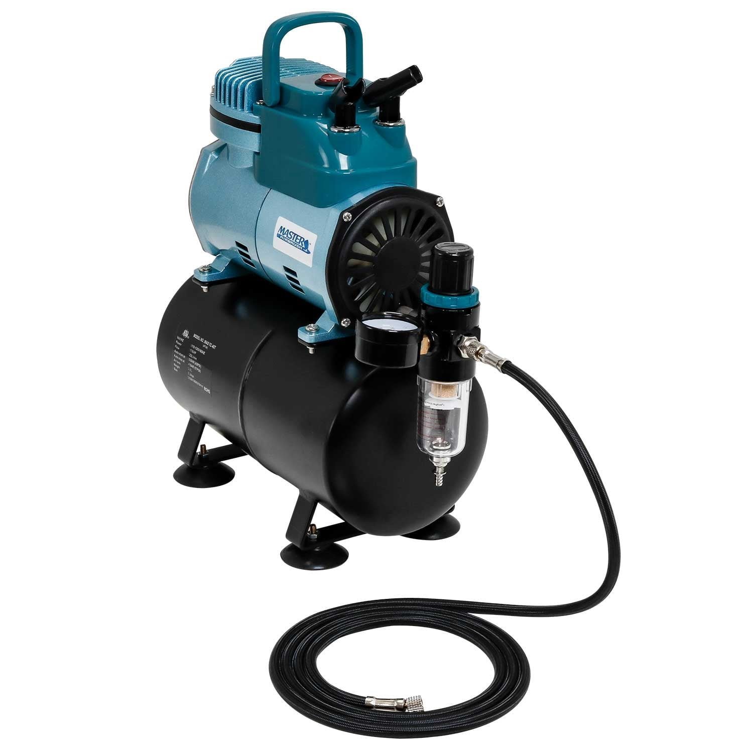 master airbrush model tc 40t – cool runner professional high performance single piston airbrush air compressor with 3 liter air tank, 2 holders, regulator, gauge, water trap filter & air hose master airbrush model tc 40t – cool runner professional high performance single piston airbrush air compressor with 3 liter air tank, 2 holders, regulator, gauge, water trap filter & air hose