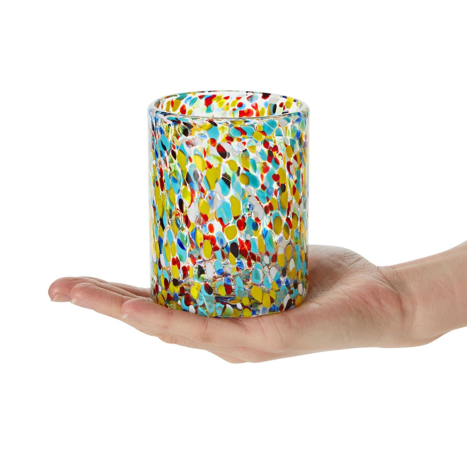 10 oz hand blown mexican drinking glasses, full confetti tumbler cups (set of 6) 10 oz hand blown mexican drinking glasses, full confetti tumbler cups (set of 6)