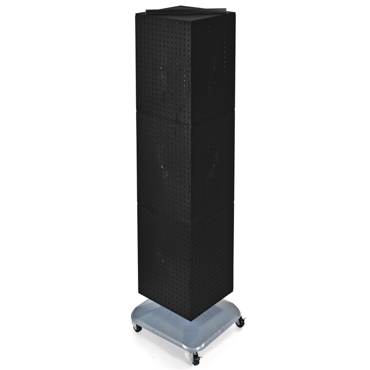 azar displays 701465 blk black four sided pegboard tower floor display on revolving wheeled base. spinner rack stand. panel size: 14″w x 60″h azar displays 701465 blk black four sided pegboard tower floor display on revolving wheeled base. spinner rack stand. panel size: 14″w x 60″h