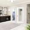 30 in. x 80 in. x 1 3/8 in. frosted glass 1 lite shaker primed solid wood core interior door slab 30 in. x 80 in. x 1 3/8 in. frosted glass 1 lite shaker primed solid wood core interior door slab