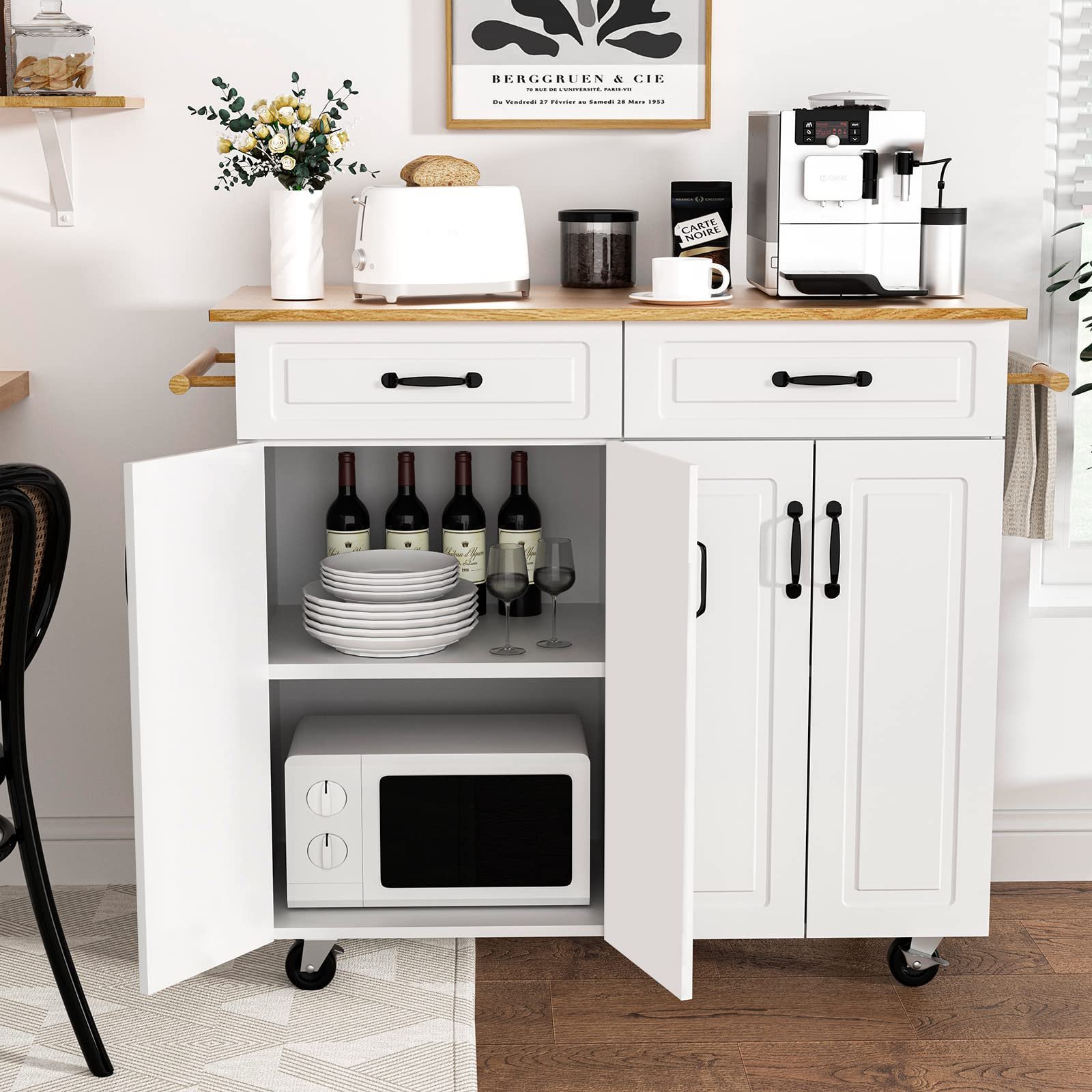 4 ever winner white kitchen island with storage on wheels, rolling kitchen island cart with 2 drawers& 4 storage cabinets, wooden countertop, towel racks, adjustable shelves 4 ever winner white kitchen island with storage on wheels, rolling kitchen island cart with 2 drawers& 4 storage cabinets, wooden countertop, towel racks, adjustable shelves