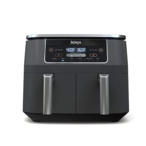 ninja dz201 foodi 8 quart 6 in 1 dualzone 2 basket air fryer with 2 independent frying baskets, match cook & smart finish to roast, broil, dehydrate & more for quick, easy meals, grey