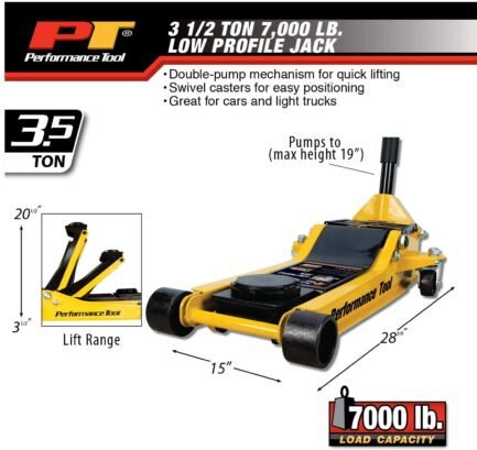 performance tool w1645 3.5 ton 7,000 lbs low profile jack, 3 1/2″ to 20 1/2″ lift performance tool w1645 3.5 ton 7,000 lbs low profile jack, 3 1/2″ to 20 1/2″ lift