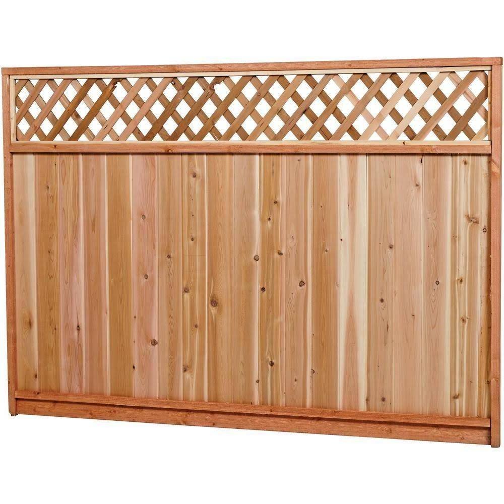 6 ft. x 8 ft. premium cedar lattice top fence panel with stained (spf) frame 6 ft. x 8 ft. premium cedar lattice top fence panel with stained (spf) frame