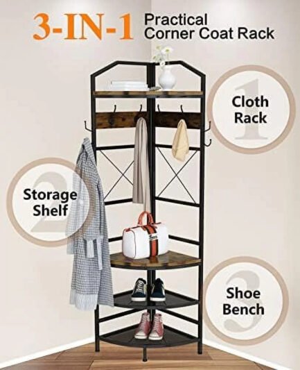 mqlifeboom 3 in 1 entryway coat rack industrial hall tree corner cloth rack with bench hallway coat and shoe rack for corner entryway organizer with metal shoe for hallway corner ent mqlifeboom 3 in 1 entryway coat rack industrial hall tree corner cloth rack with bench hallway coat and shoe rack for corner entryway organizer with metal shoe for hallway corner ent
