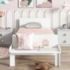 create a chic and cozy bedroom look with this stylish and elegant white twin bed featuring a footboard bench for added comfort – perfect for enhancing the style and comfort of your bedroo create a chic and cozy bedroom look with this stylish and elegant white twin bed featuring a footboard bench for added comfort – perfect for enhancing the style and comfort of your bedroo