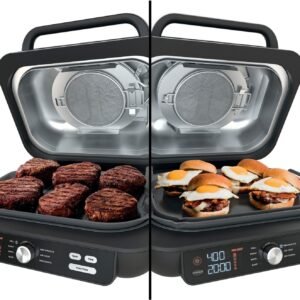 ninja – foodi xl pro indoor 7 in 1 grill & griddle with 4 quart air fryer, roast, bake, dehydrate, broil – silver/black