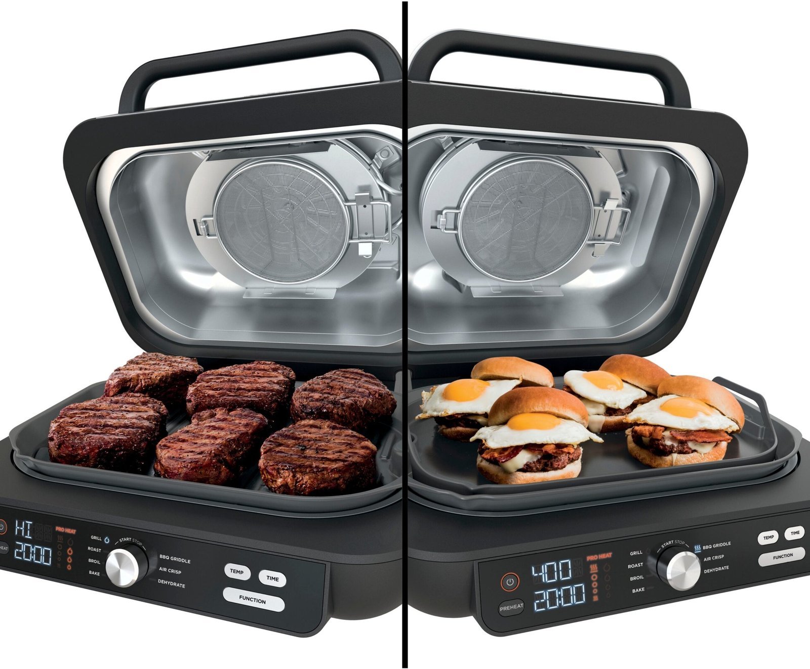ninja – foodi xl pro indoor 7 in 1 grill & griddle with 4 quart air fryer, roast, bake, dehydrate, broil – silver/black ninja – foodi xl pro indoor 7 in 1 grill & griddle with 4 quart air fryer, roast, bake, dehydrate, broil – silver/black