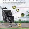 4 wheels pet stroller dog cat stroller, foldable 2 cages strollers kitten puppy carriages w/cup holders soft pad for small medium dogs cats (black) 4 wheels pet stroller dog cat stroller, foldable 2 cages strollers kitten puppy carriages w/cup holders soft pad for small medium dogs cats (black)