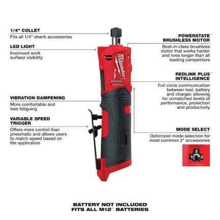 m12 fuel 12v lithium ion brushless cordless 1/4 in. right angle and straight die grinder kit (tool only kit) 2485 20 2486 20 m12 fuel 12v lithium ion brushless cordless 1/4 in. right angle and straight die grinder kit (tool only kit) 2485 20 2486 20