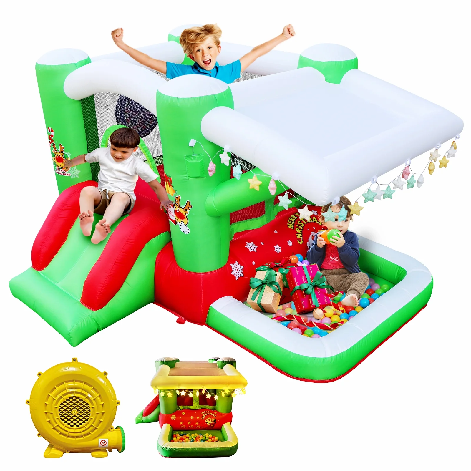 track 7 inflatable bounce house for kids, 80″ x 91″ x 55″in, christmas slide inflatable bouncer with blower, slide, jumping, outdoor and indoor, for kids aged 3+ track 7 inflatable bounce house for kids, 80″ x 91″ x 55″in, christmas slide inflatable bouncer with blower, slide, jumping, outdoor and indoor, for kids aged 3+