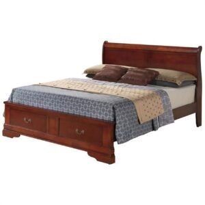 passion furniture pf g3100d fsb2 louis philippe storage sleigh bed with 2 drawers, cherry – full