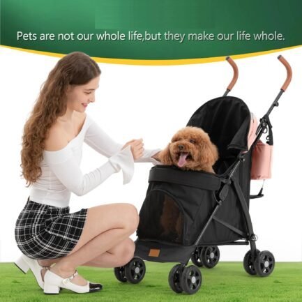 3 in 1 folding pet dog stroller, dog cat stroller with storage basket and cup holder portable travel carriage 4 wheels for small medium cats, dogs and puppy (pink) 3 in 1 folding pet dog stroller, dog cat stroller with storage basket and cup holder portable travel carriage 4 wheels for small medium cats, dogs and puppy (pink)
