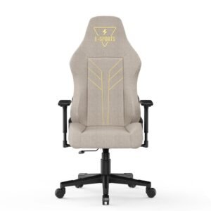 bigzzia gaming chair, high back ergonomic computer chair with 3d armrests for adult, height adjustable game chair with 360° swivel seat, beige