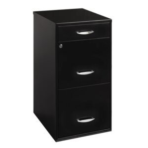 space solutions filing cabinet 18″w， 3 drawer organizer file， black