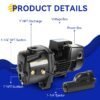 acquaer 1hp shallow/deep well jet pump, cast iron convertible pump with ejector kit, well depth up to 25ft or 90ft, 115v/230v dual voltage, automatic pressure switch acquaer 1hp shallow/deep well jet pump, cast iron convertible pump with ejector kit, well depth up to 25ft or 90ft, 115v/230v dual voltage, automatic pressure switch