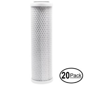 20 pack replacement for purepro ec106 alkaline activated carbon block filter – universal 10 inch filter for purepro alkaline ro system – denali pure brand