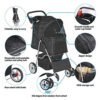 bbbuy 4 wheels foldable pet dog cat jogger stroller travel carrier strolling cart w/waterproof cover storage basket cup holder & removable liner for medium small cat dog, black bbbuy 4 wheels foldable pet dog cat jogger stroller travel carrier strolling cart w/waterproof cover storage basket cup holder & removable liner for medium small cat dog, black