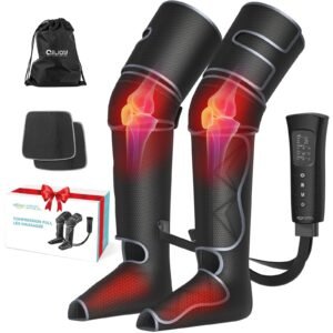 alljoy leg massager, leg air compression massager for circulation and pain relief,2 heat levels foot/knee massager,6 modes with memory function controller, full leg massager, gift for women men