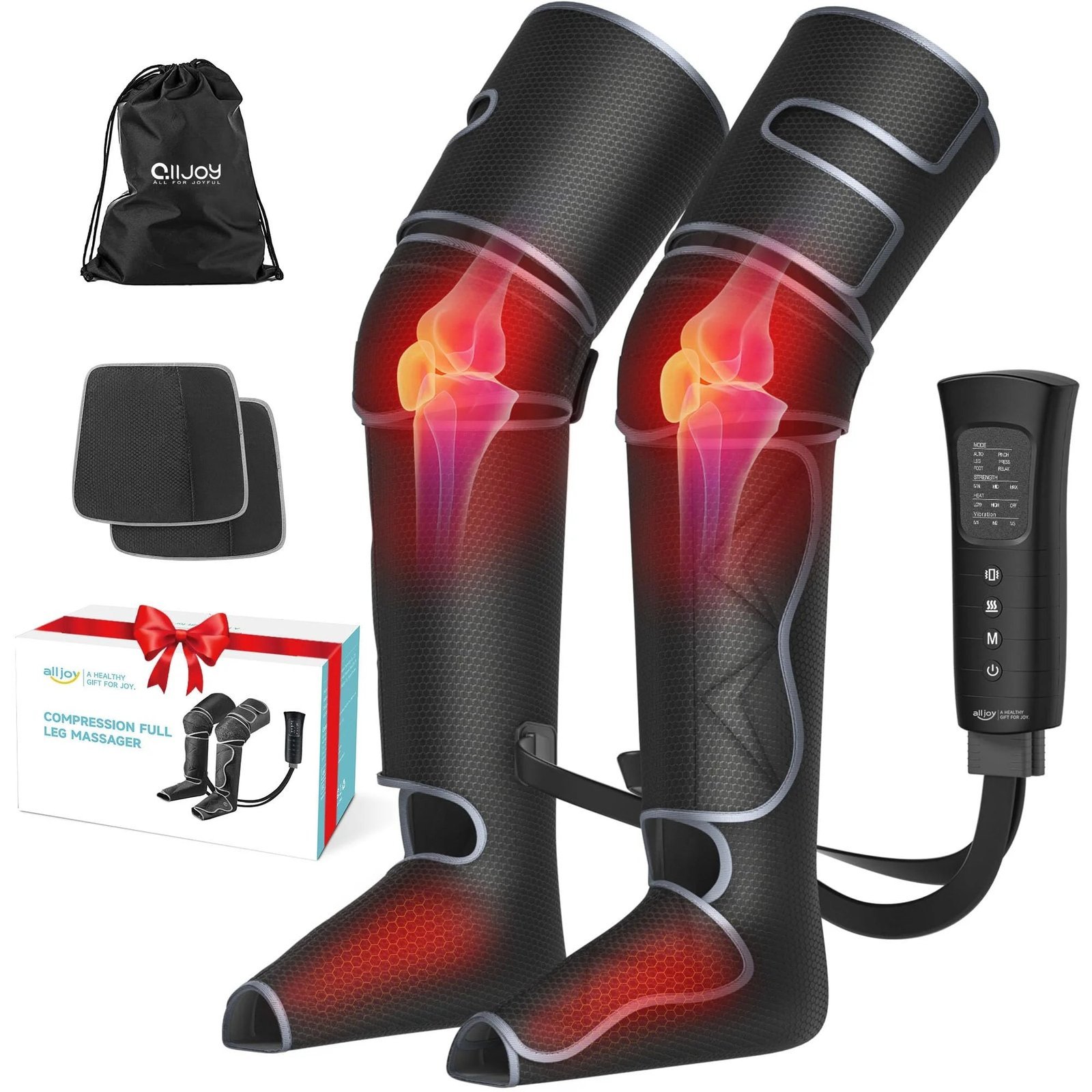 alljoy leg massager, leg air compression massager for circulation and pain relief,2 heat levels foot/knee massager,6 modes with memory function controller, full leg massager, gift for women men alljoy leg massager, leg air compression massager for circulation and pain relief,2 heat levels foot/knee massager,6 modes with memory function controller, full leg massager, gift for women men
