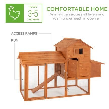 best choice products 80in wooden chicken coop multi level hen house, poultry cage w/ wire fence for 4 birds, farm best choice products 80in wooden chicken coop multi level hen house, poultry cage w/ wire fence for 4 birds, farm