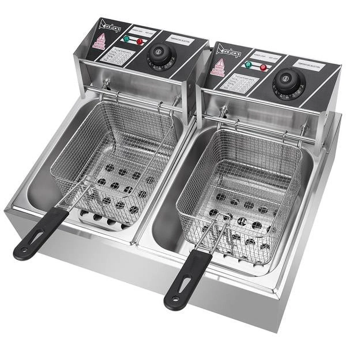 stainless steel double cylinder electric fryer countertop fryer large space fryer electric deep fryer countertop deep fryer commercial large tank french fries fryer (12.7qt/12l 5000w ) stainless steel double cylinder electric fryer countertop fryer large space fryer electric deep fryer countertop deep fryer commercial large tank french fries fryer (12.7qt/12l 5000w )