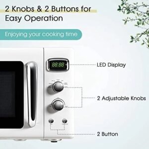 arlime retro microwave, 900w/0.9cu.ft, small countertop microwave w/defrost & auto cooking, led display, pull handle, easy clean stainless steel interior, child lock, etl certification, microwave oven