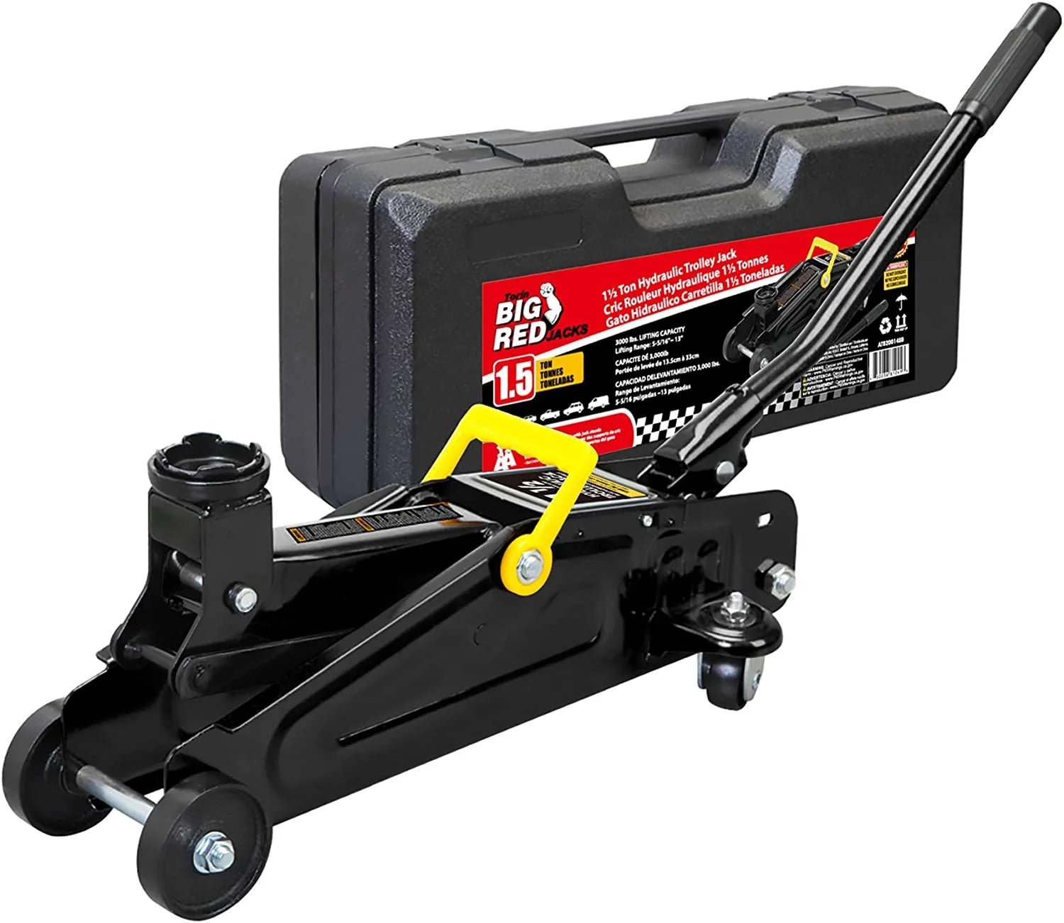 big red hydraulic trolly floor jack with carrying storage case,1.5 ton (3,000 lb) capacity black,w8204sb big red hydraulic trolly floor jack with carrying storage case,1.5 ton (3,000 lb) capacity black,w8204sb