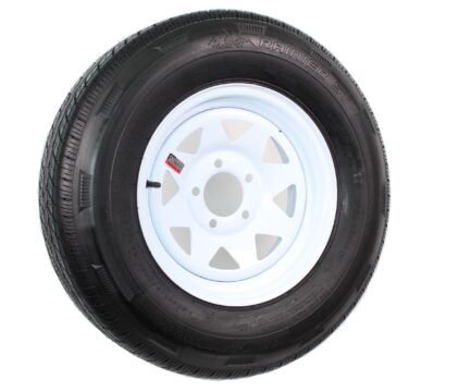 radial trailer tire on rim st205/75r14 lrd 14″ 5 lug spoke white wheel radial trailer tire on rim st205/75r14 lrd 14″ 5 lug spoke white wheel