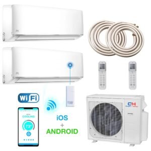 cooper & hunter 36000 btu quad zone ductless mini split 18k+18k wall mount with 2 x 25 line set kit
