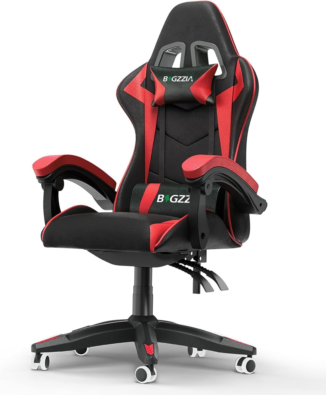 bigzzia gaming chair office chair reclining high back leather adjustable swivel rolling ergonomic video game chairs racing chair computer desk chair with headrest and lumbar support (black/red) bigzzia gaming chair office chair reclining high back leather adjustable swivel rolling ergonomic video game chairs racing chair computer desk chair with headrest and lumbar support (black/red)