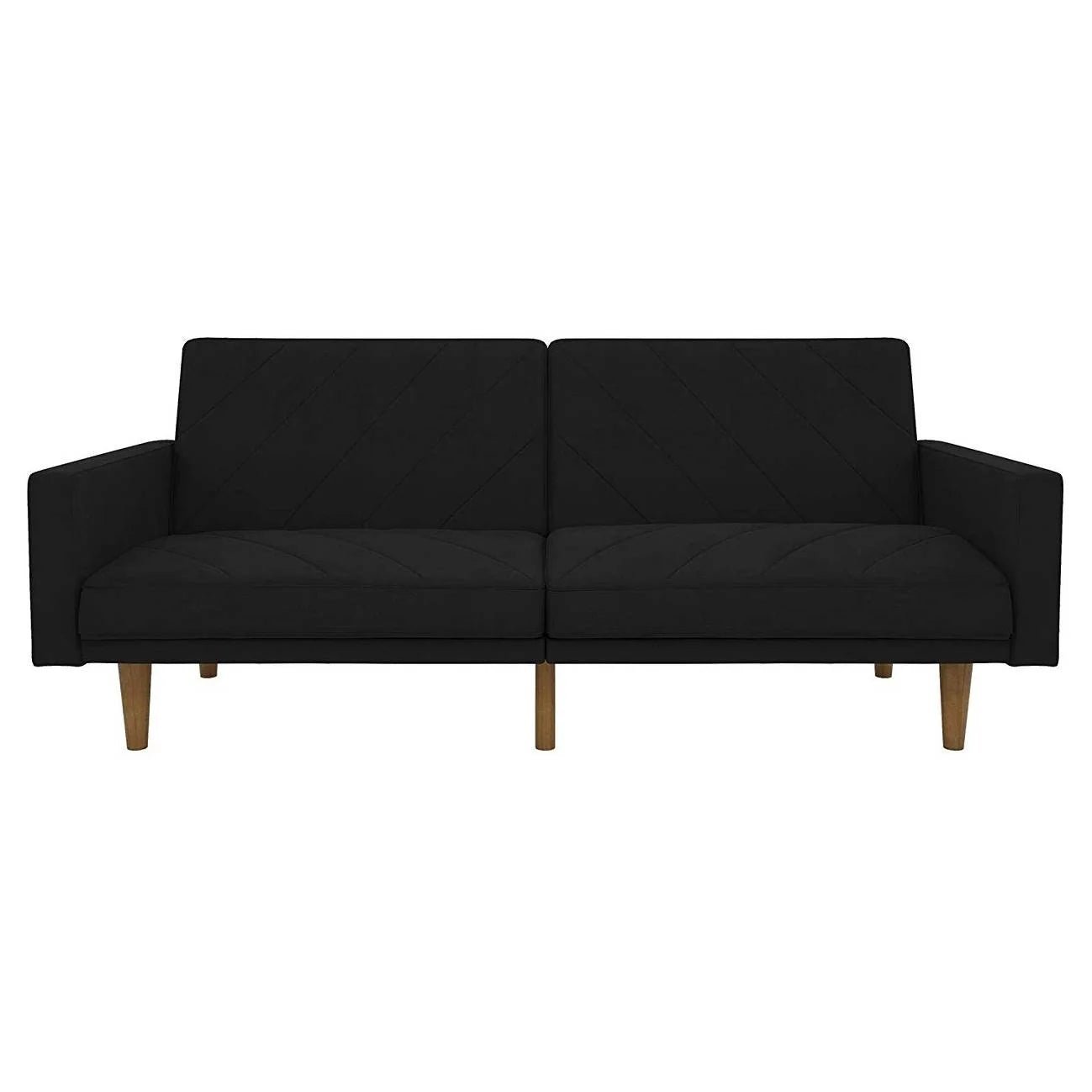 black mid century modern linen upholstered sofa bed with classic wood legs black mid century modern linen upholstered sofa bed with classic wood legs