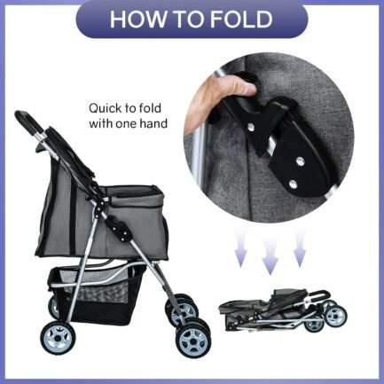 niamvelo 4 wheels dog stroller foldable pet stroller dog cat jogger stroller folding lightweight travel stroller with cup holders& storage basket for small medium dogs, grey niamvelo 4 wheels dog stroller foldable pet stroller dog cat jogger stroller folding lightweight travel stroller with cup holders& storage basket for small medium dogs, grey