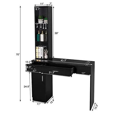 omysalon barber station wall mount salon hair styling beauty spa equipment w/ 2 drawers, 1 storage cabinet, 3 open shelves (black) omysalon barber station wall mount salon hair styling beauty spa equipment w/ 2 drawers, 1 storage cabinet, 3 open shelves (black)