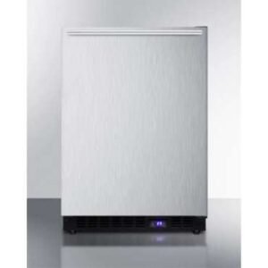 Store frost free built in undercounter all freezer for residential or commercial use, with stainless steel door, horizontal handle, and black cabinet