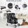 4 wheels pet stroller dog cat stroller, foldable 2 cages strollers kitten puppy carriages w/cup holders soft pad for small medium dogs cats (black) 4 wheels pet stroller dog cat stroller, foldable 2 cages strollers kitten puppy carriages w/cup holders soft pad for small medium dogs cats (black)