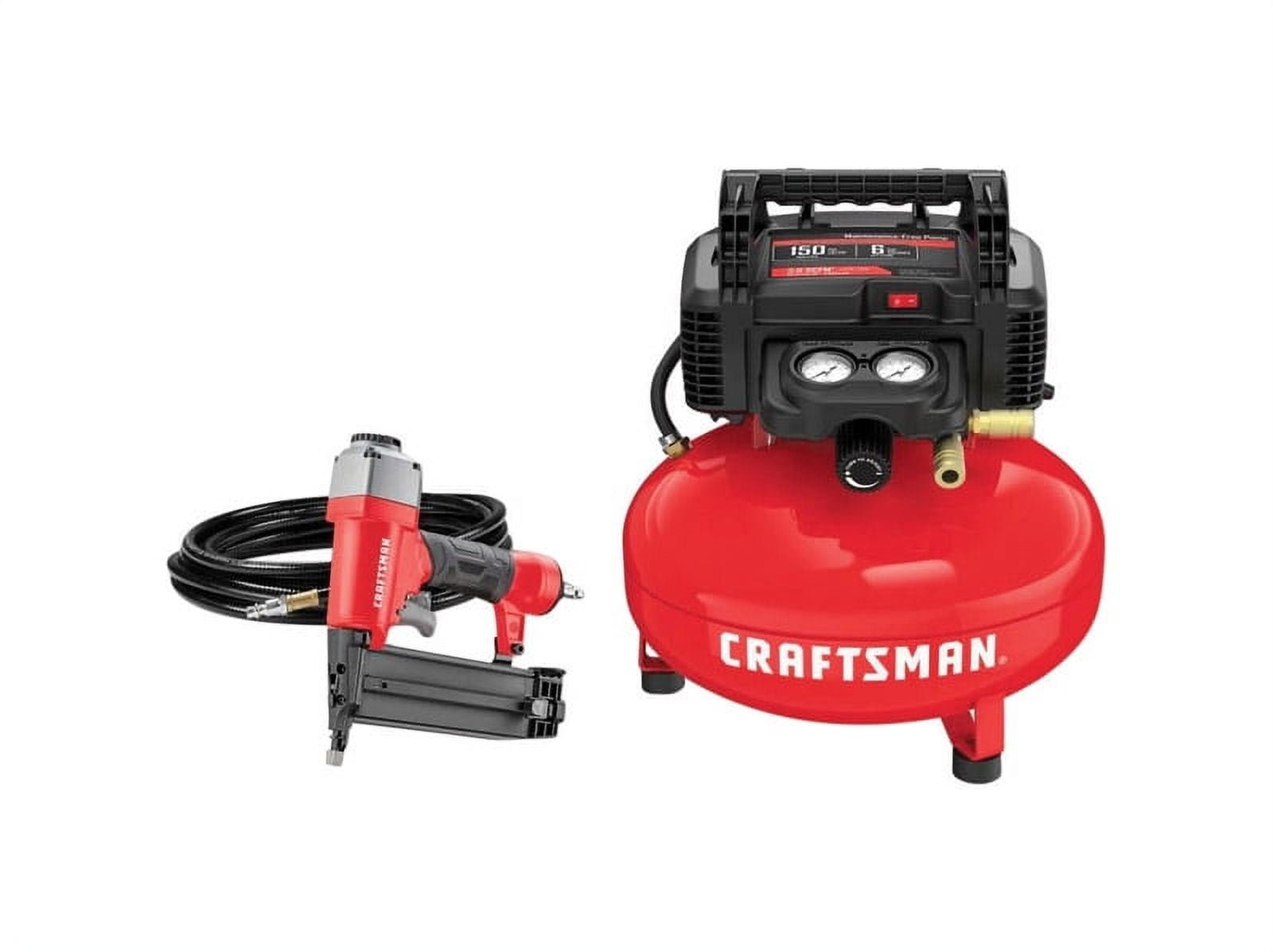 craftsman 6 gal. pancake portable brad nailer and air compressor combo kit 150 psi 0.8 hp – case of: 1 craftsman 6 gal. pancake portable brad nailer and air compressor combo kit 150 psi 0.8 hp – case of: 1
