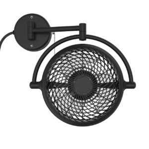 alaska vivi 8 in. wall mount swivel fan with folding arm (black)