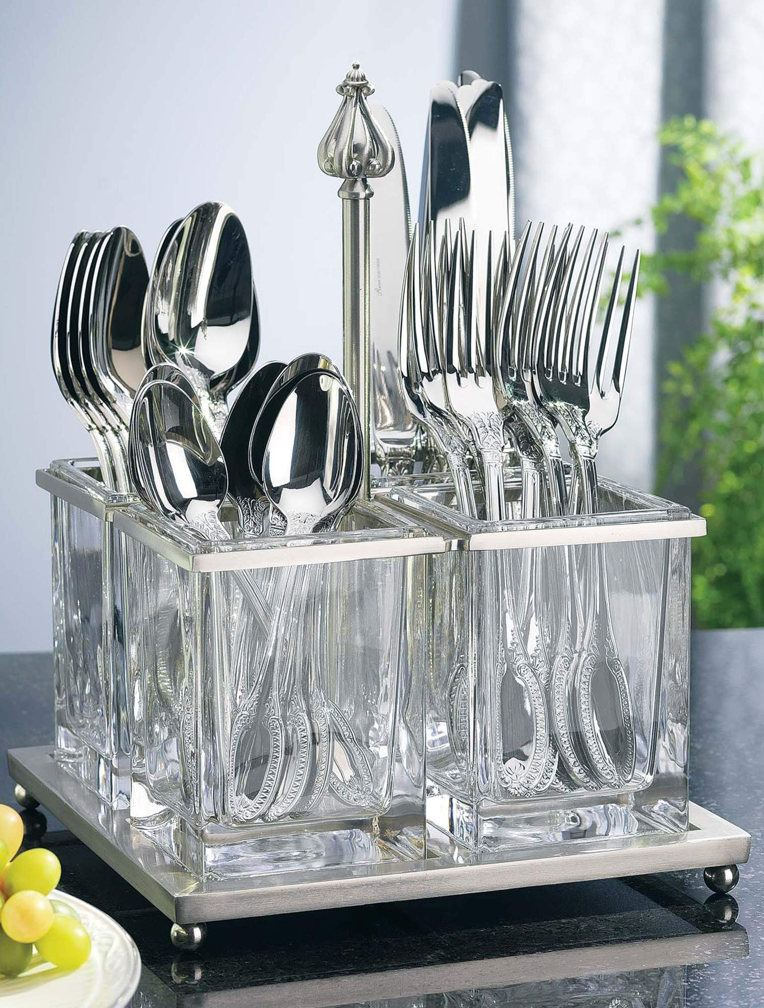 metal and glass flatware caddy metal and glass flatware caddy