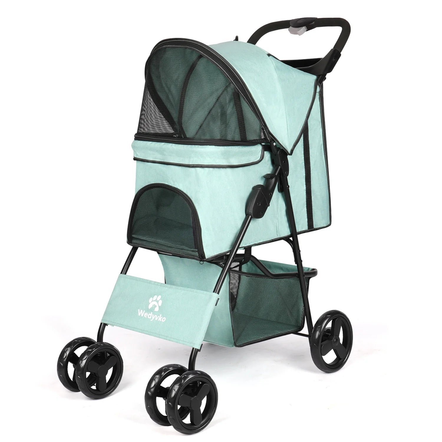 4 wheel dog stroller, wedyvko foldable pet stroller with storage basket and cup holder for small medium dogs & cats (blue green) 4 wheel dog stroller, wedyvko foldable pet stroller with storage basket and cup holder for small medium dogs & cats (blue green)
