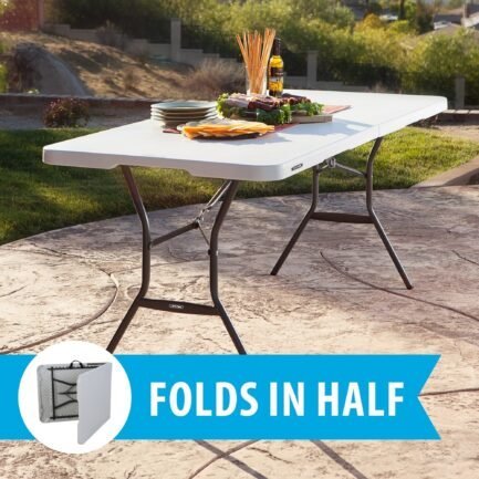 lifetime 6 ft. rectangle commercial fold in half table – white lifetime 6 ft. rectangle commercial fold in half table – white