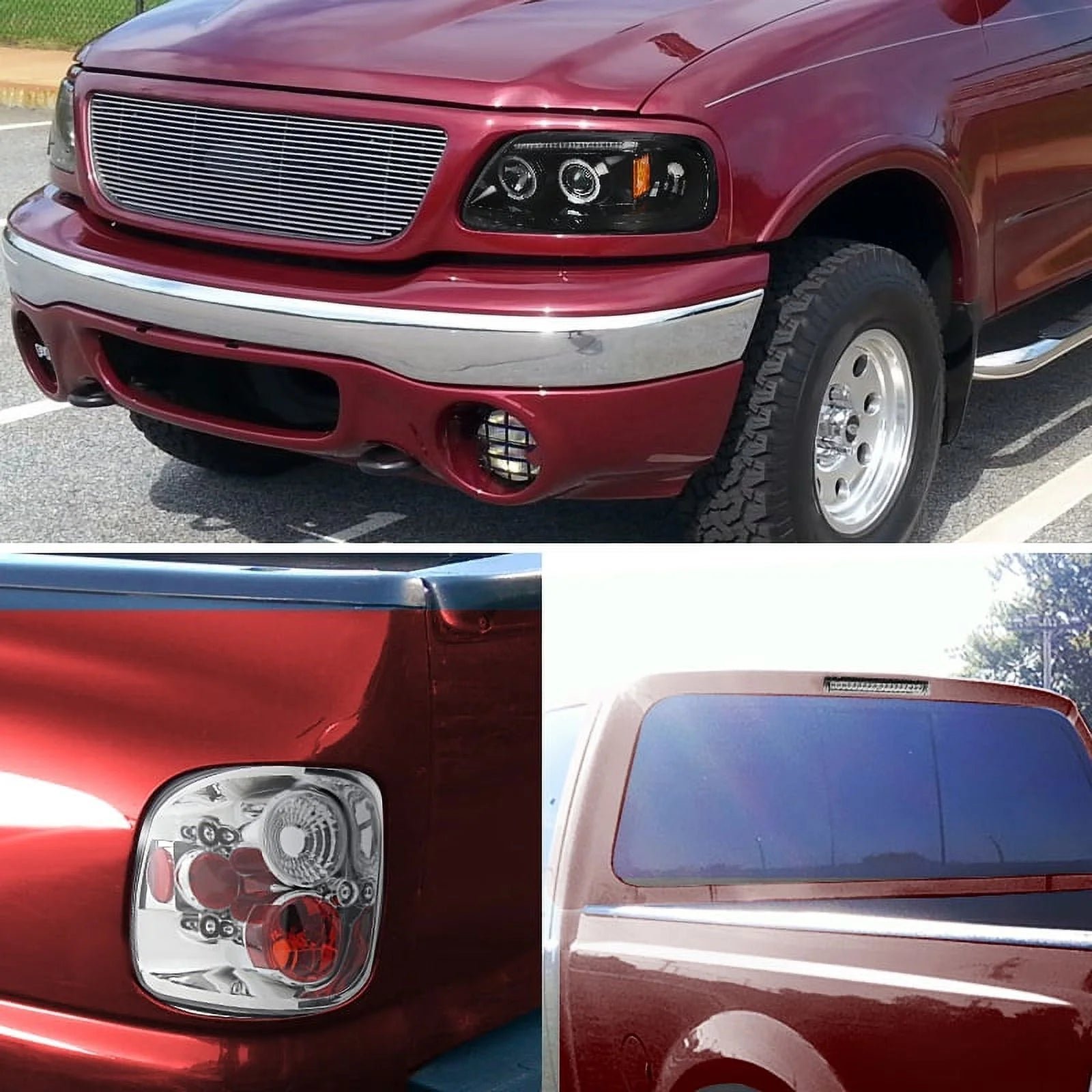 spec d tuning jdm black led strip projector headlights w/ 6 led fog lamp compatible with ford f150 left + right pair headlamps assembly spec d tuning jdm black led strip projector headlights w/ 6 led fog lamp compatible with ford f150 left + right pair headlamps assembly