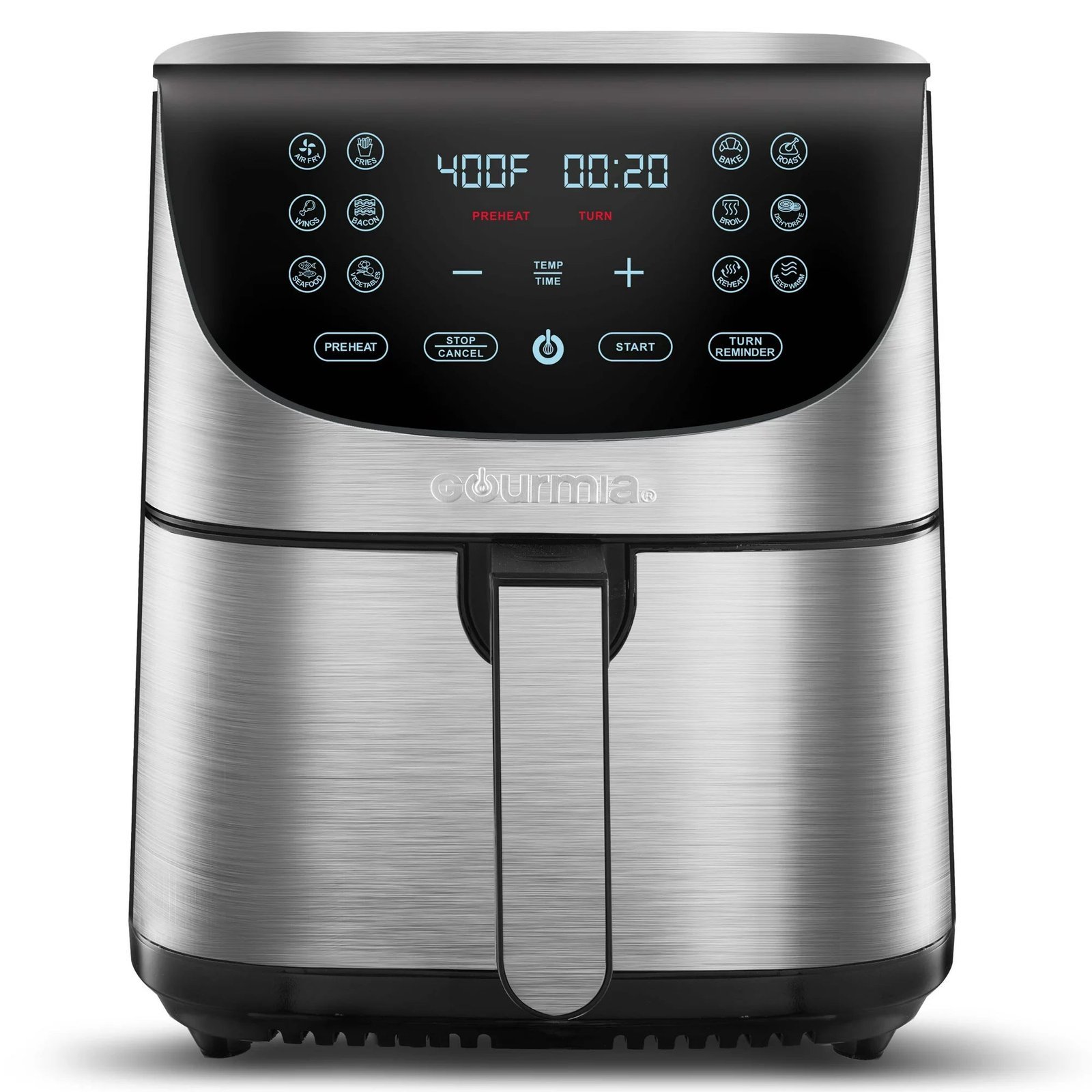 gourmia 7 qt digital air fryer with guided cooking, easy clean, stainless steel gourmia 7 qt digital air fryer with guided cooking, easy clean, stainless steel