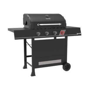 Store dyna glo 4 burner natural gas grill in matte black with trivantage multi functional cooking system dgh450crn d