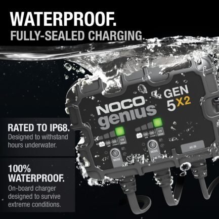 noco genius gen5x2 2 bank 10a (5a/bank) 12v onboard battery charger noco genius gen5x2 2 bank 10a (5a/bank) 12v onboard battery charger