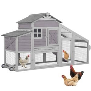 aivituvin mobile chicken coop hen house with wheels handdrail for 2 4 chickens