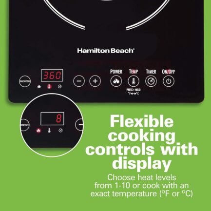 portable single induction cooktop countertop burner hot plate with fast heating mode, 1800 watts, 10 temperature settings up to 450f, black (34104) portable single induction cooktop countertop burner hot plate with fast heating mode, 1800 watts, 10 temperature settings up to 450f, black (34104)